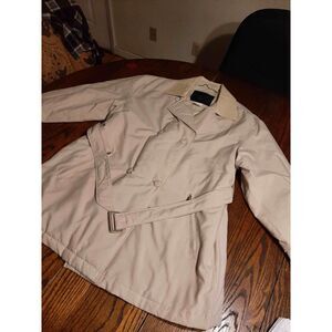 Vintage Morgan Miller Sport Medium Ivory Double Breasted Mid Length Trench Coat